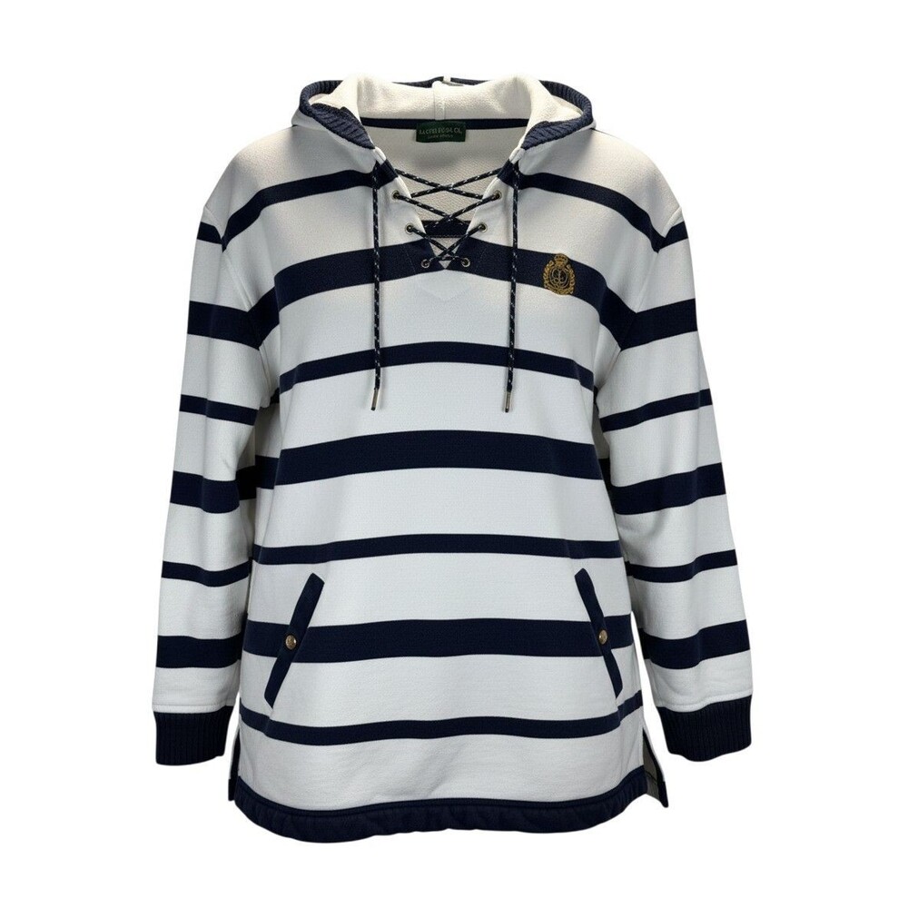 VTG Lauren Jeans Co by Ralph Lauren Nautical Striped Hoodie Sweatshirt XL